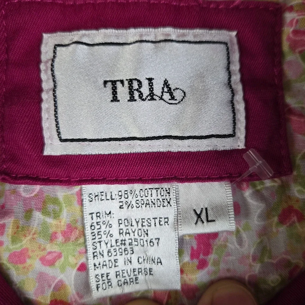 90s Vintage Magenta Pink Ruched Mandarin Collar Blazer Jacket Size Medium